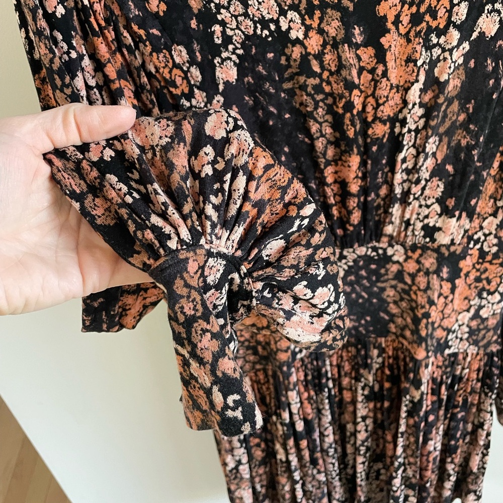 Free People Black Floral Mini Dress with Brown and Cream Accents - Picture 11 of 11